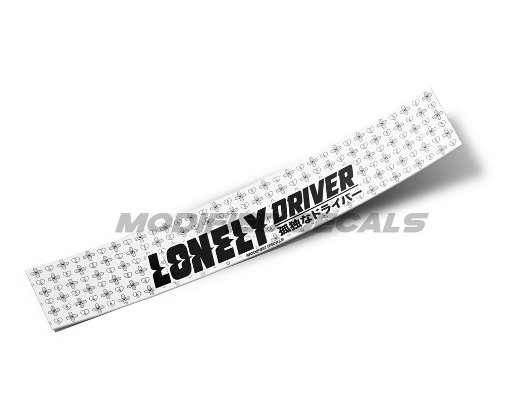 Lonely Driver White Windshield Banner